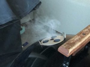Smoke from top lid vent