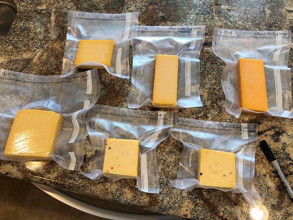 Vacuum sealed cheese blocks