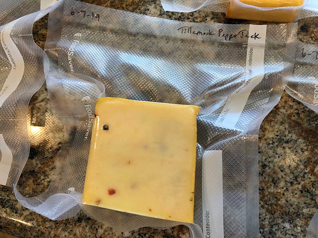 Close-up of sealed cheese