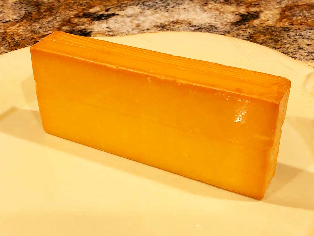 Block of smoked, mellowed cheese