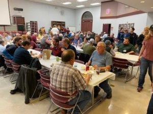 Diners enjoying a brisket dinner at the TAMU Beef Cattle Center
