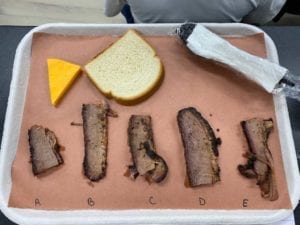 Day 1 brisket lunch taste test for quality grade