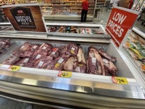 The brisket section at H-E-B supermarket