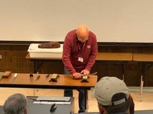 Dr. Jeff Savell sharpening a knife