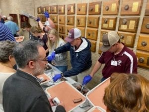 Lunch line for brisket samples