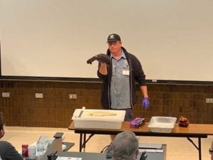John Brotherton showing a U-shaped "relaxed" brisket