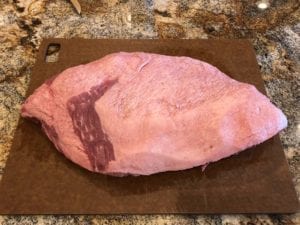 Fat side of brisket flat before trimming