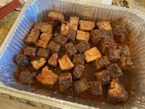 Sauced burnt ends going into the WSM