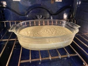 Batter goes into the oven