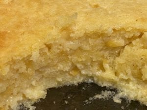 Interior view of spoon bread casserole