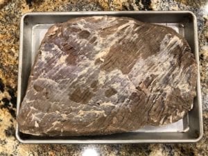 Cured brisket after soaking in water for 3 hours