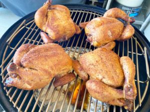 Almost finished Cornish game hens
