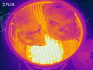 Infrared image of two pork butts on WSM cooking grate
