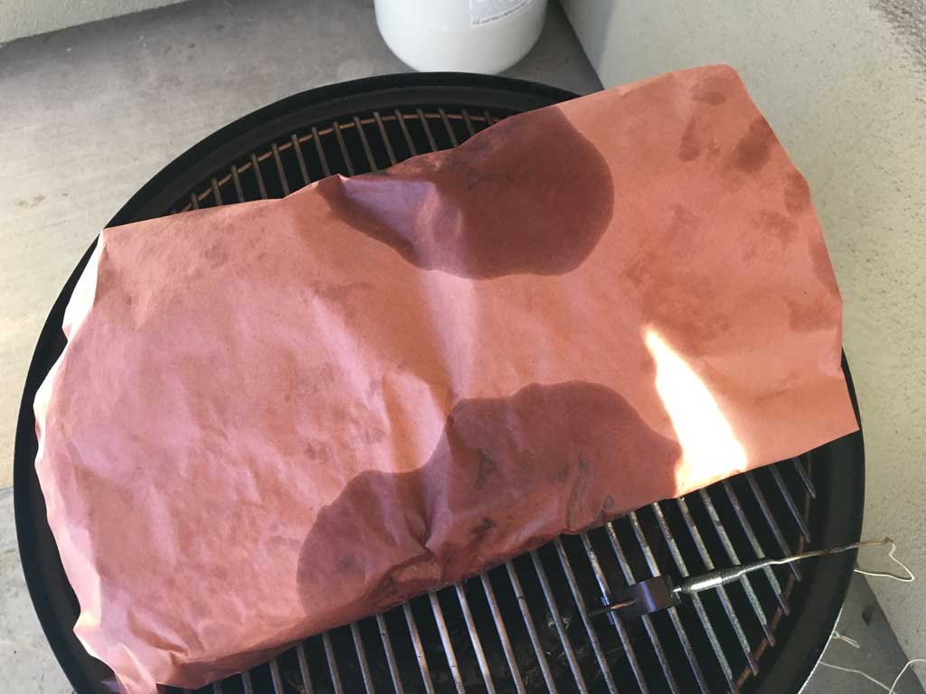 Brisket wrapped in butcher paper