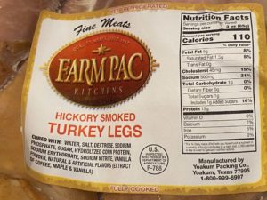 Giant Texas turkey legs package label