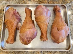 Giant Texas turkey legs on sheet pan