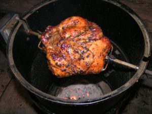 Chicken on 14.5 WSM rotisserie