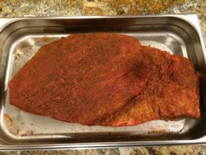 A generous application of Harry Soo's beef rub to my brisket