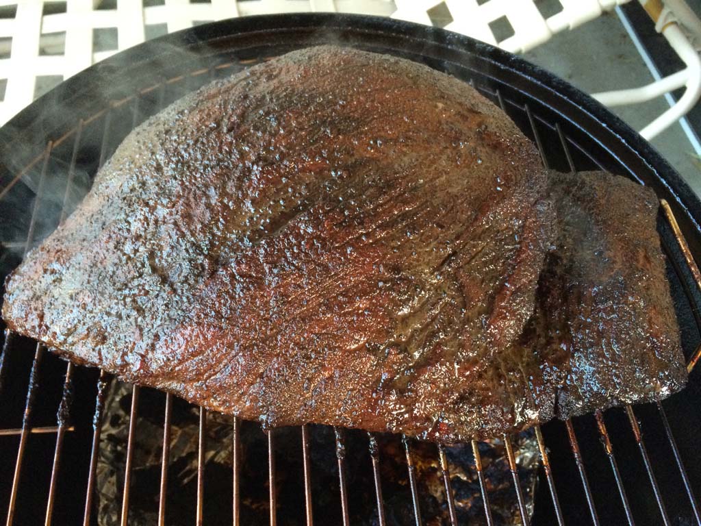 Brisket ready for spritzing with water