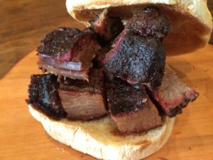 Brisket burnt ends sandwich
