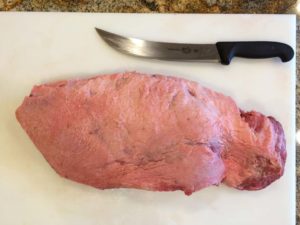 Trimmed fat side of brisket