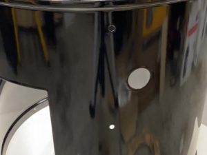 Close-up of grommet hole