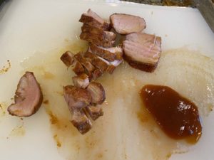 Barbecue sauce on cutting board