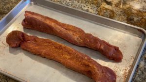 Two rubbed pork tenderloins