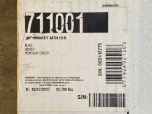 Close-up of model/serial number sticker