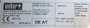Example of 2020 VW code on a Genesis II E-335 made for Germany/Austria