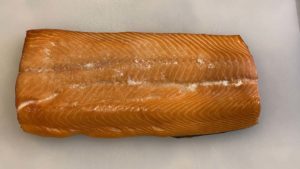 Smoked salmon before slicing