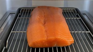 Cured salmon drying in refrigerator