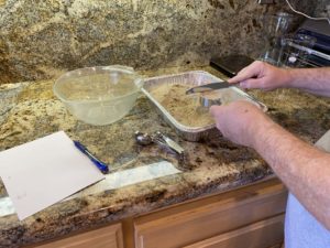 Measuring the volume of ashes using the "dip & sweep" method
