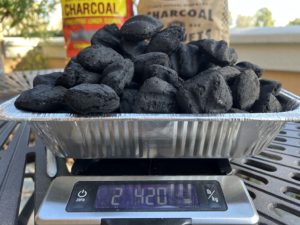 Weighing 100 Kingsford briquets