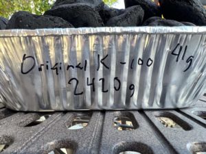 Weight notation on the end of foil pan