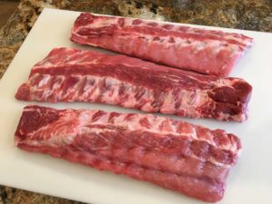 Three slabs of Costco baby back ribs