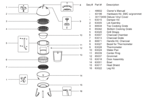 2014 18.5" Weber Smokey Mountain Cooker Smoker parts schematic