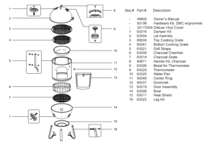 2014 22.5" Weber Smokey Mountain Cooker Smoker parts schematic