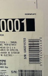 2021 UA date code for Weber Q 1400 electric grill